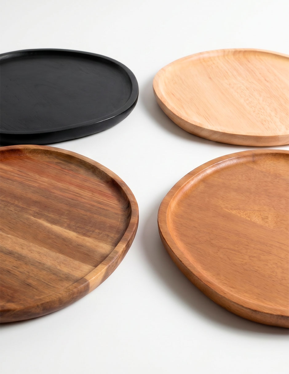 Set platos de madera 4 piezas