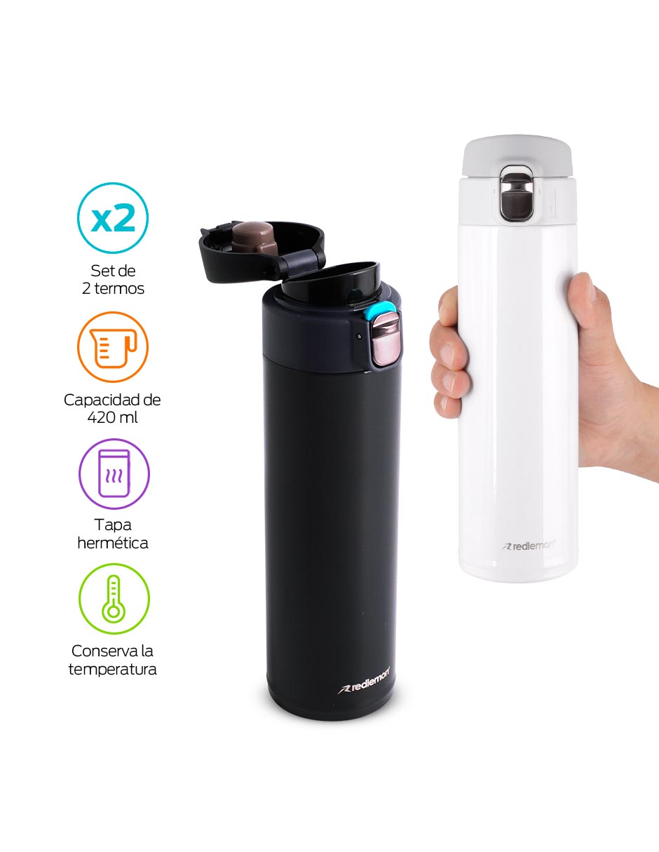 de Acero inoxidable Hermético con tapa Push pull 2