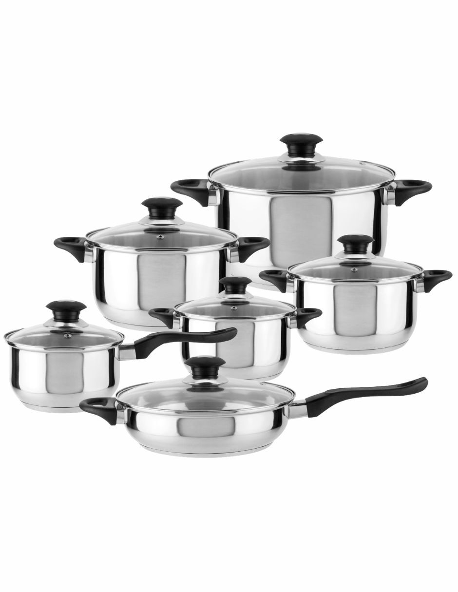 Batería de cocina monterrey plus de acero inoxidable antiadherente sin antiadherente 12 piezas Batería de cocina monterrey plus de acero inoxidable antiadherente sin antiadherente 12 piezas