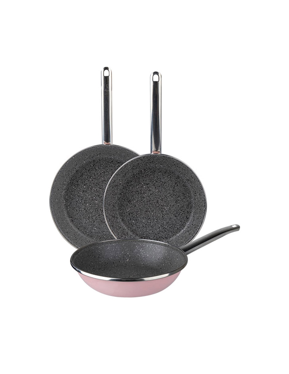 Set de sartenes Elegance de acero vitrificado 3 piezas 4