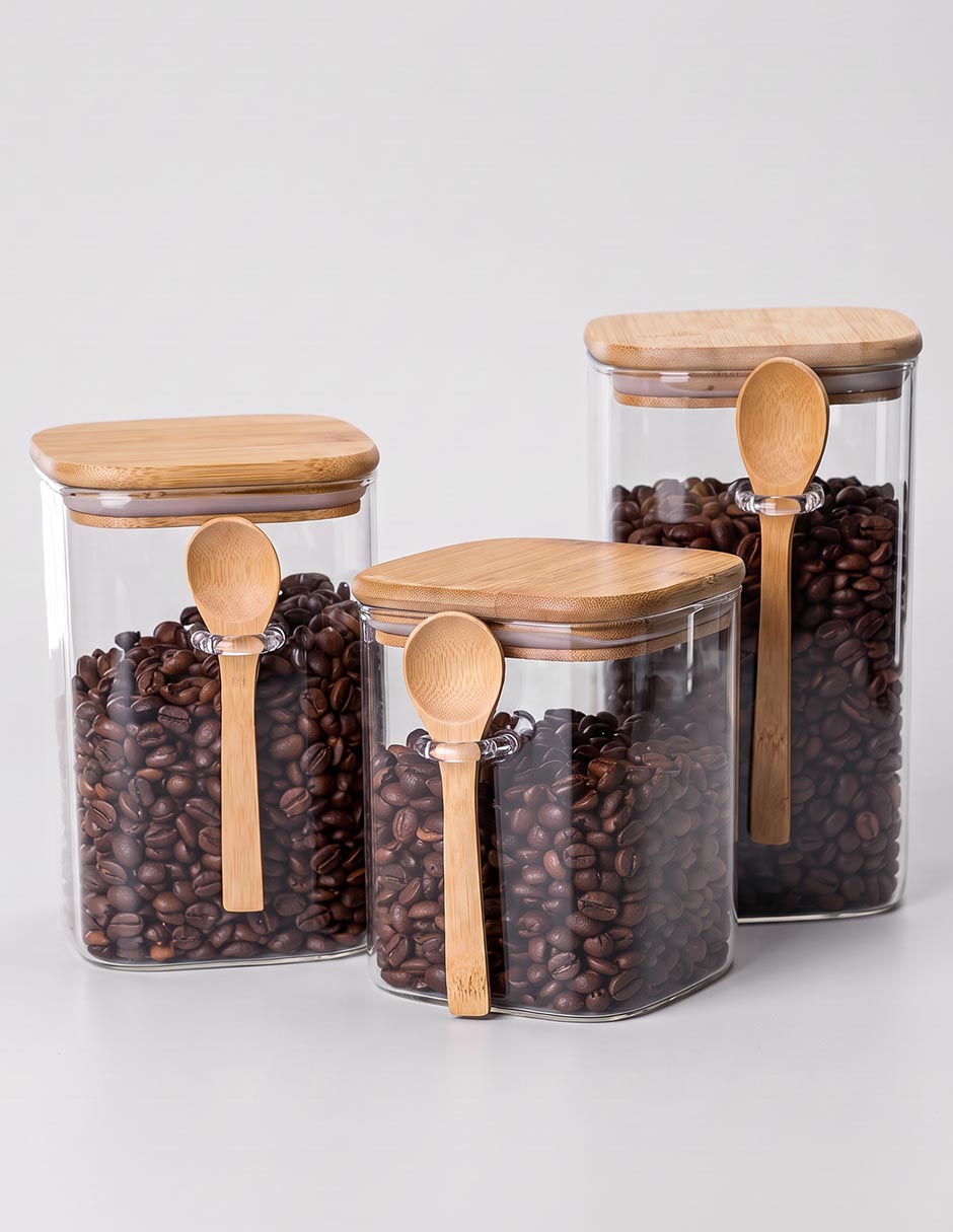 Set de frascos de vidrio