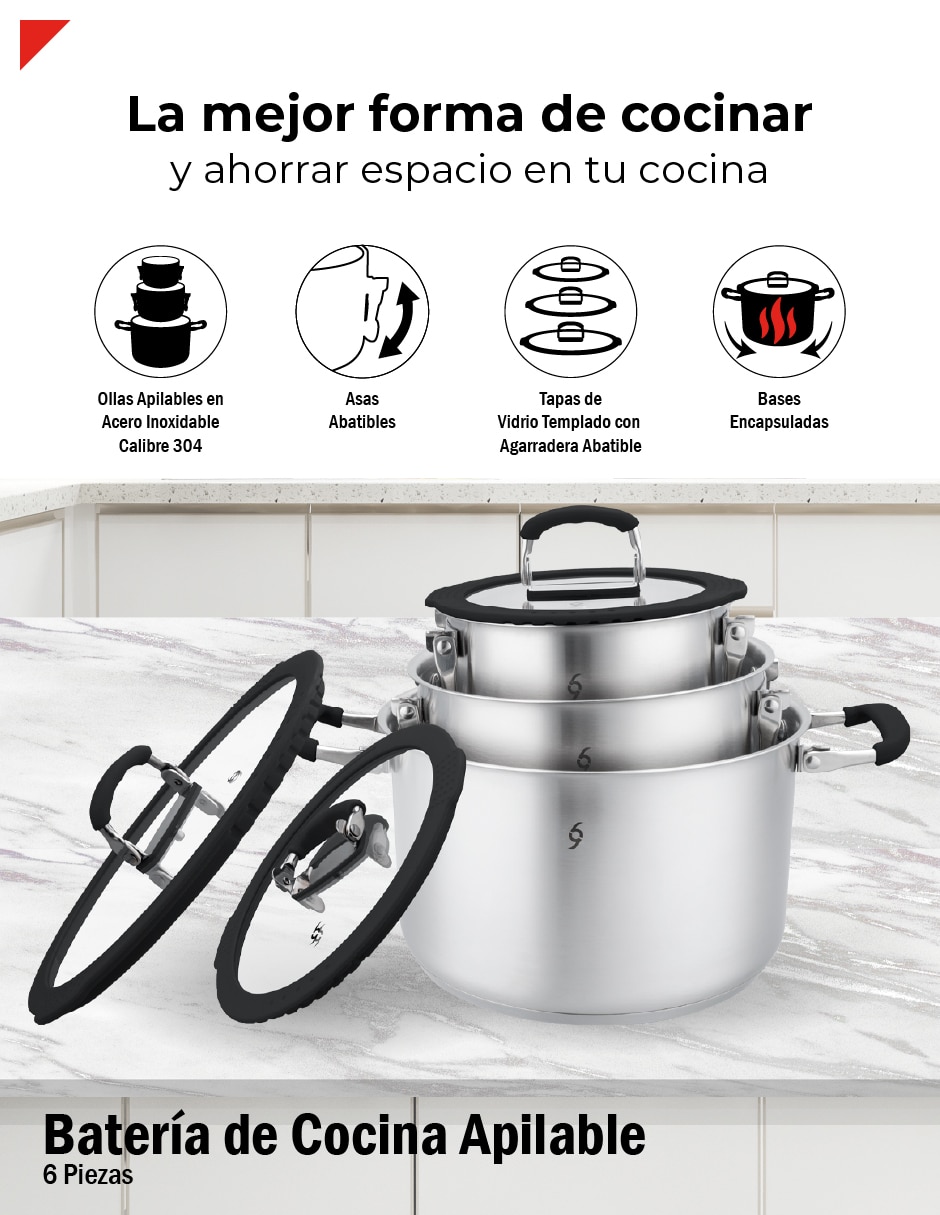 Batería de cocina bcps06ap de acero inoxidable antiadherente sin antiadherente 3 piezas 3