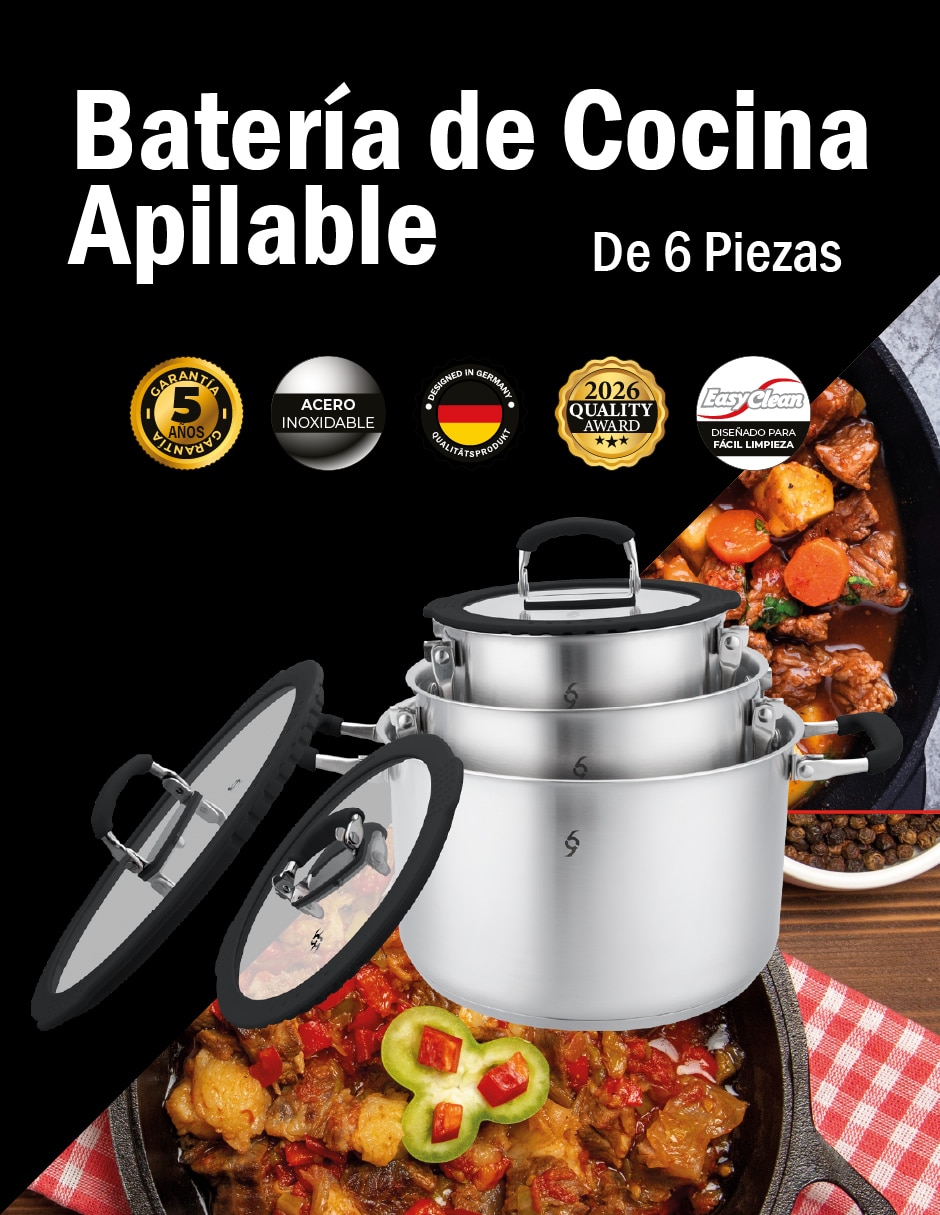 Batería de cocina bcps06ap de acero inoxidable antiadherente sin antiadherente 3 piezas 4