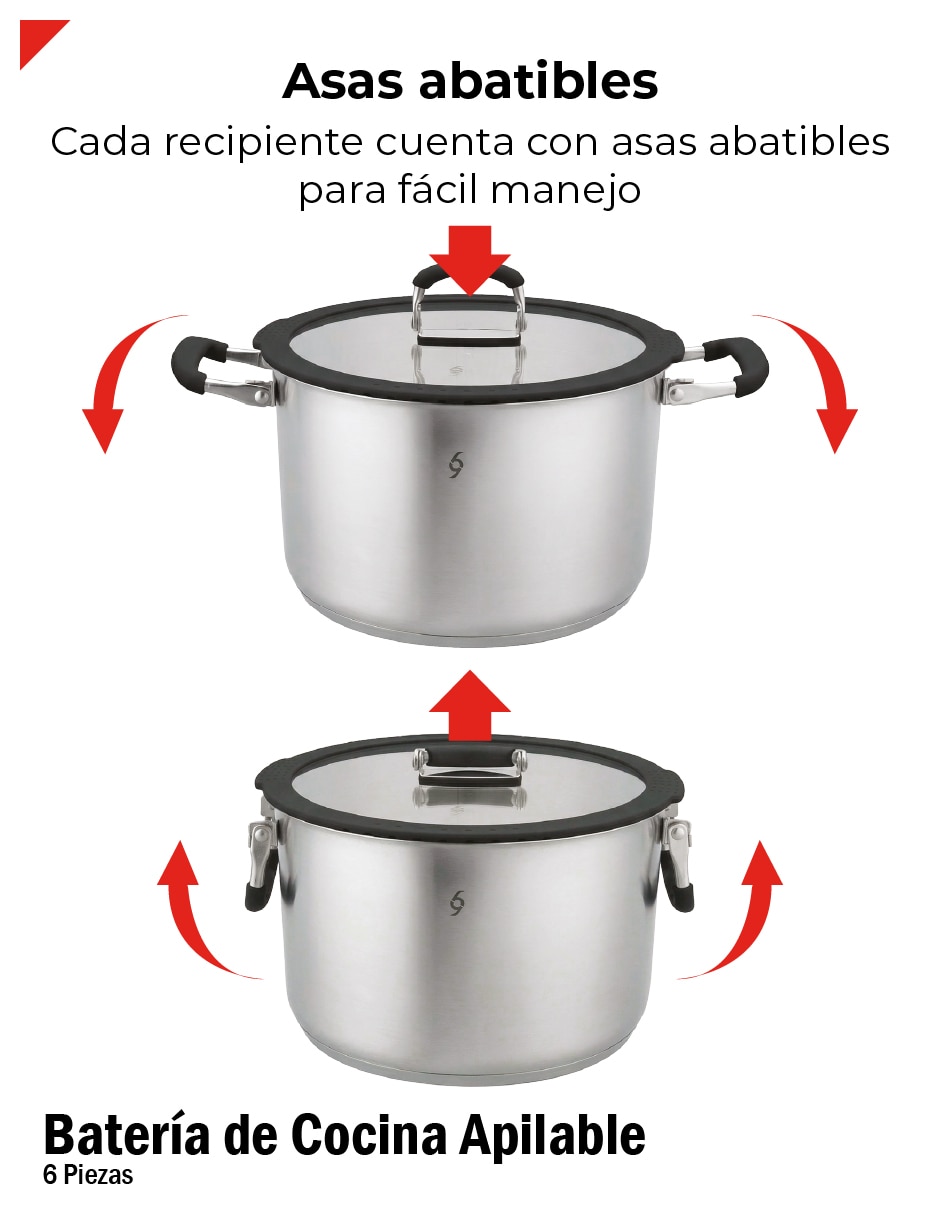 Batería de cocina bcps06ap de acero inoxidable antiadherente sin antiadherente 3 piezas 9