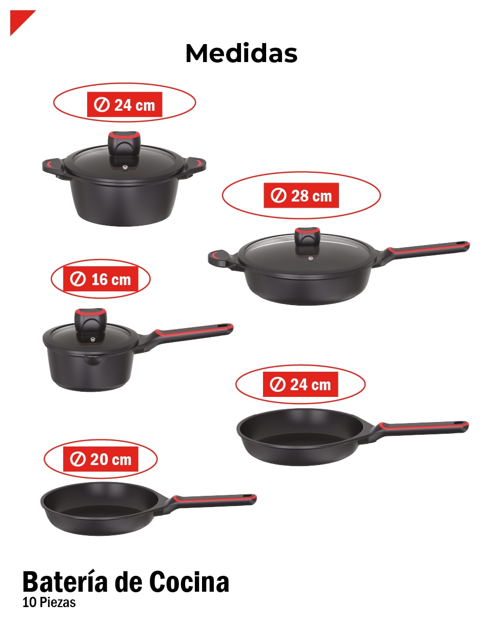 Batería de cocina bcps08bk de aluminio fundido antiadherente titanio 8 piezas 10