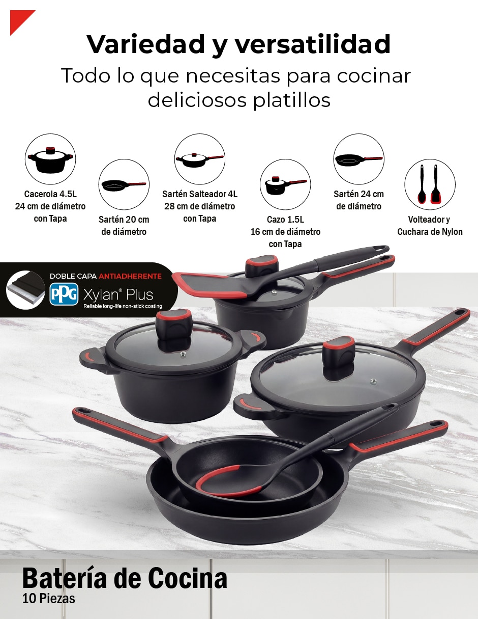 Batería de cocina bcps08bk de aluminio fundido antiadherente titanio 8 piezas 4