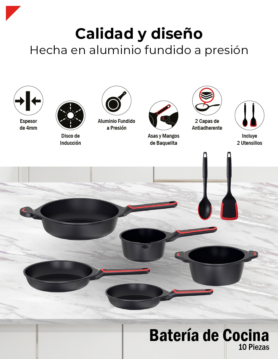 Batería de cocina bcps08bk de aluminio fundido antiadherente titanio 8 piezas 5