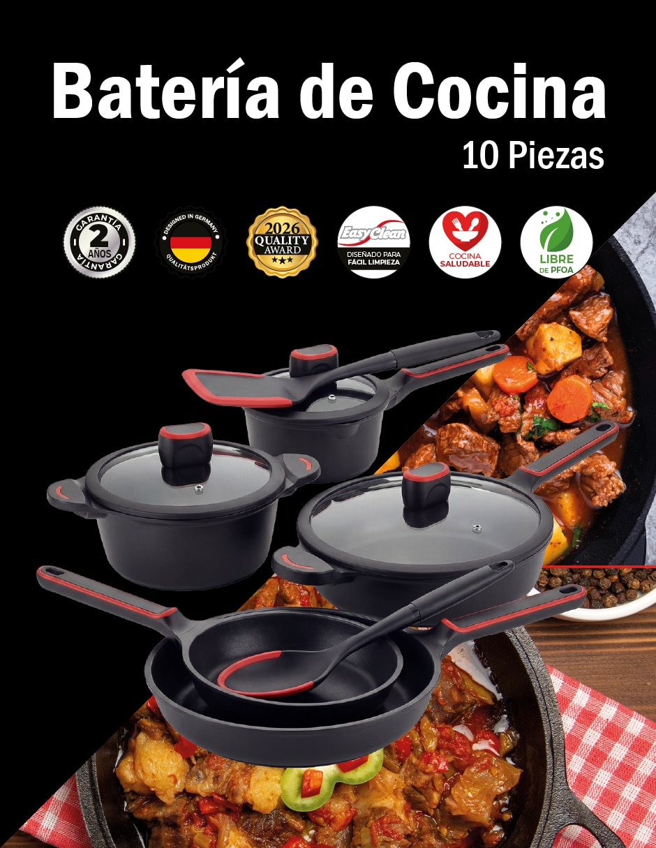 Batería de cocina bcps08bk de aluminio fundido antiadherente titanio 8 piezas 9