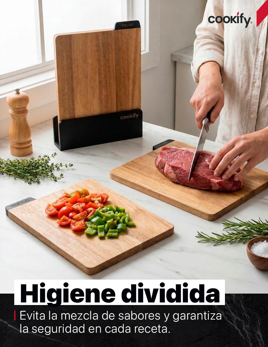 Set tabla para picar Acacia de madera 2