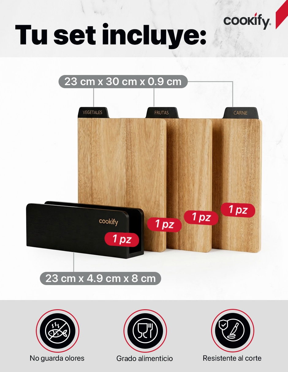 Set tabla para picar Acacia de madera 7