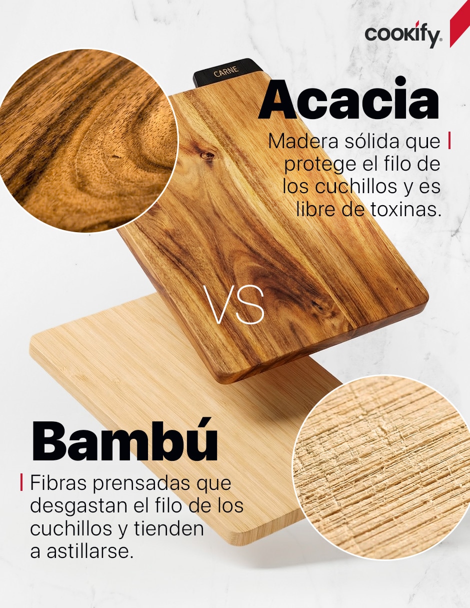 Set tabla para picar Acacia de madera 3