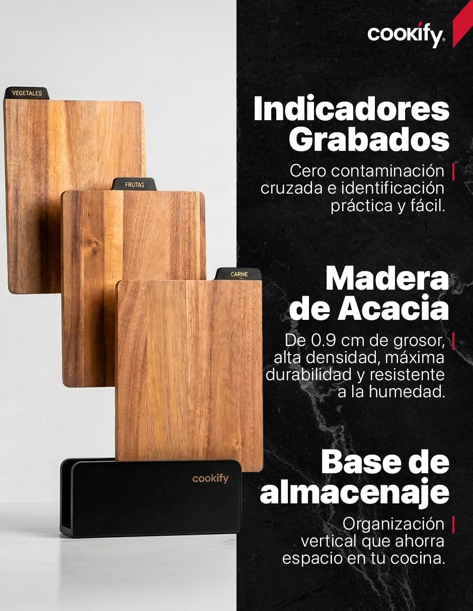 Set tabla para picar Acacia de madera 5
