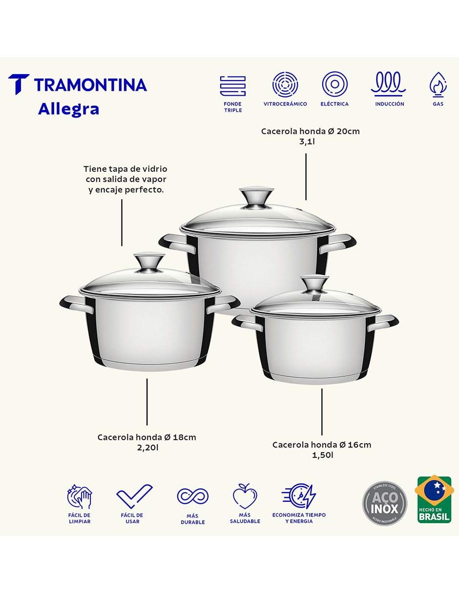 Batería de cocina Alice de acero inoxidable 6 piezas 6