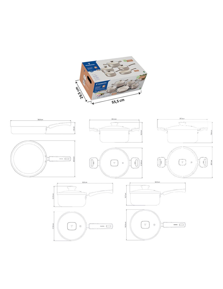 Batería de cocina Un Veronese de Aluminio Cerámica 9 piezas 12