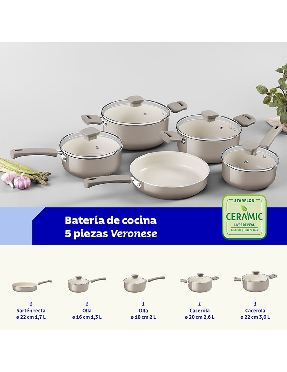 Batería de cocina Un Veronese de Aluminio Cerámica 9 piezas 2