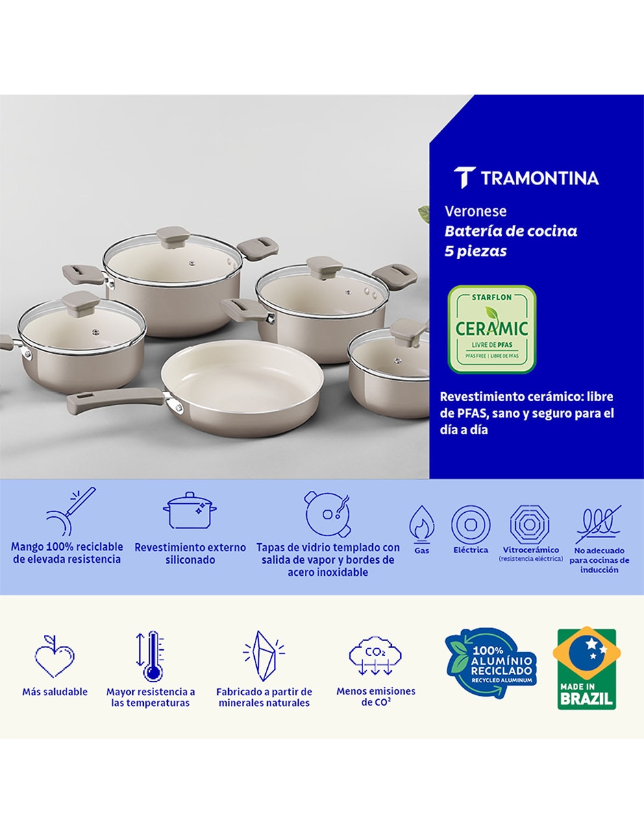 Batería de cocina Un Veronese de Aluminio Cerámica 9 piezas 9
