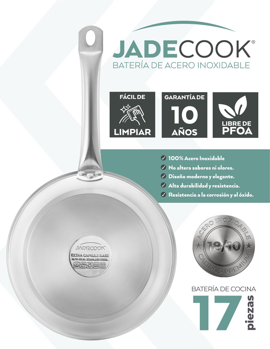 Batería de cocina C0618-00 de acero inoxidable antiadherente 17 piezas 2