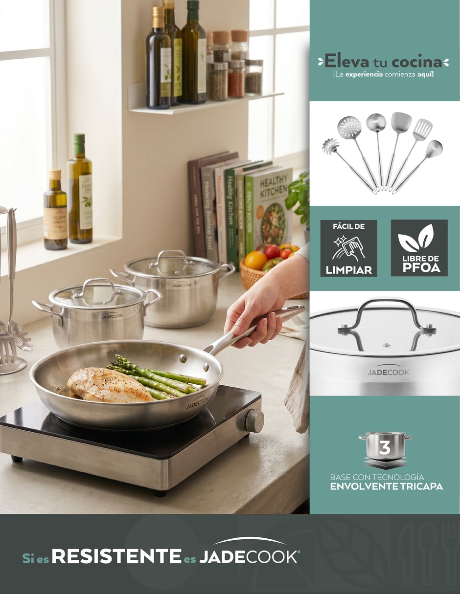 Batería de cocina C0618-00 de acero inoxidable antiadherente 17 piezas 5