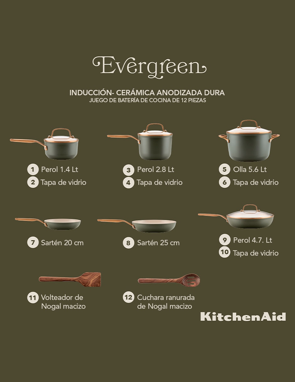 Batería de cocina 84470 de aluminio anodizado antiadherente cerámica 12 piezas 10