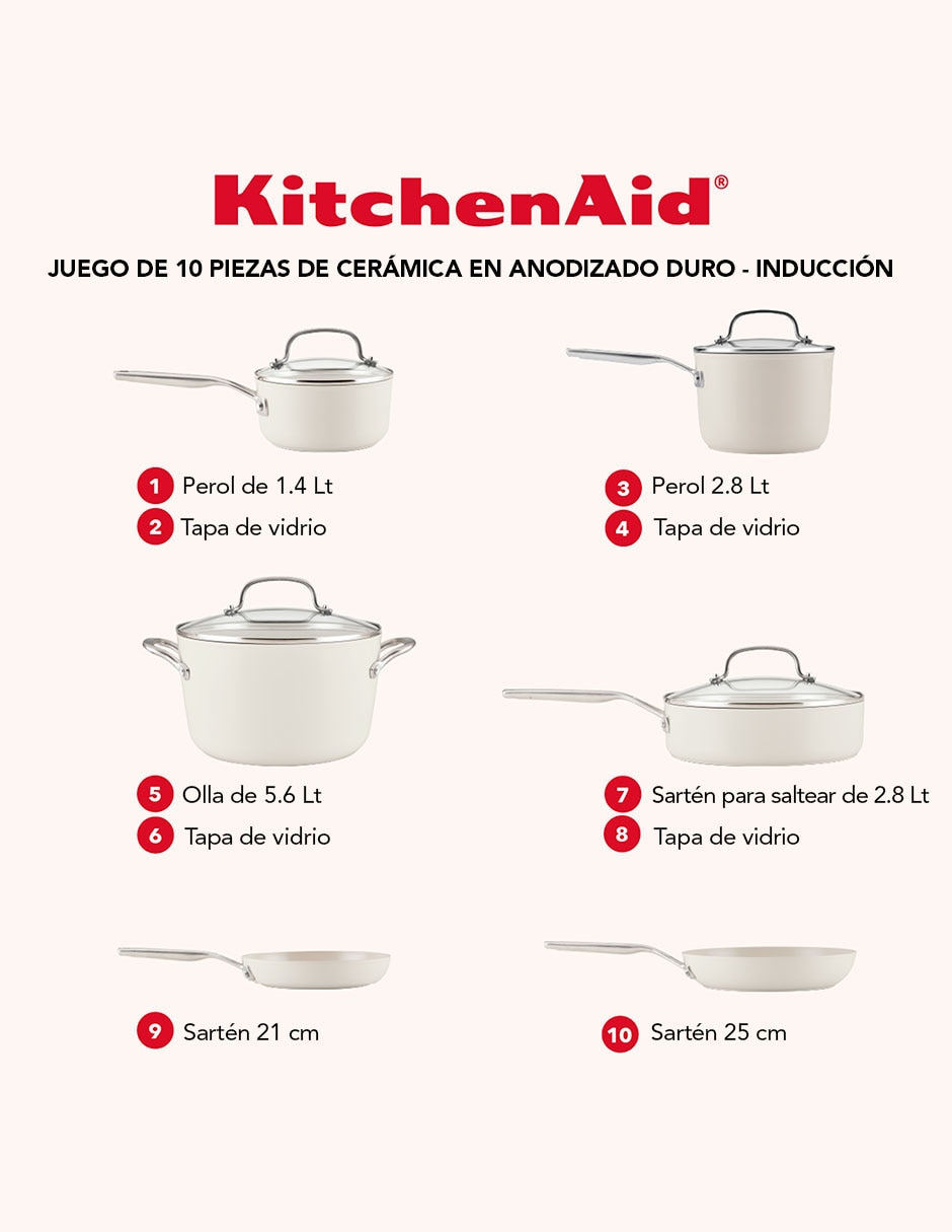 Batería de cocina 84784 de aluminio anodizado antiadherente cerámica 10 piezas piezas 7