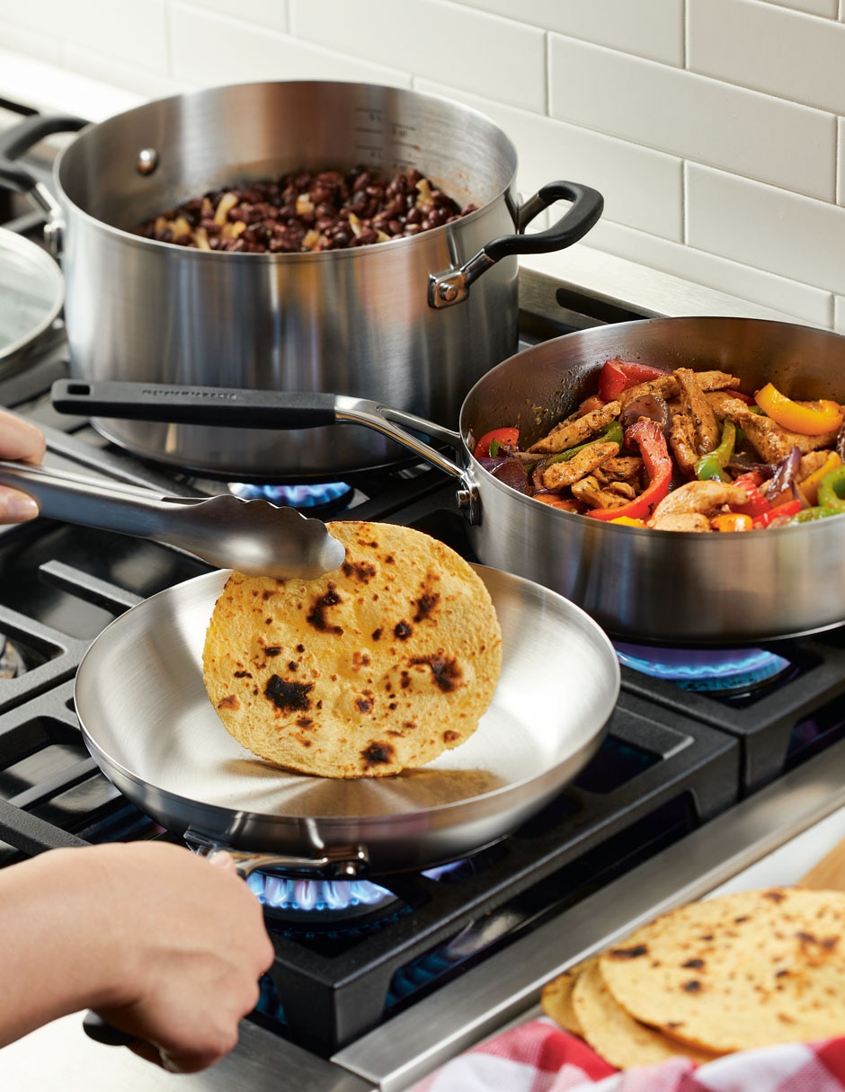 Batería de cocina de acero inoxidable antiadherente 10 piezas 3