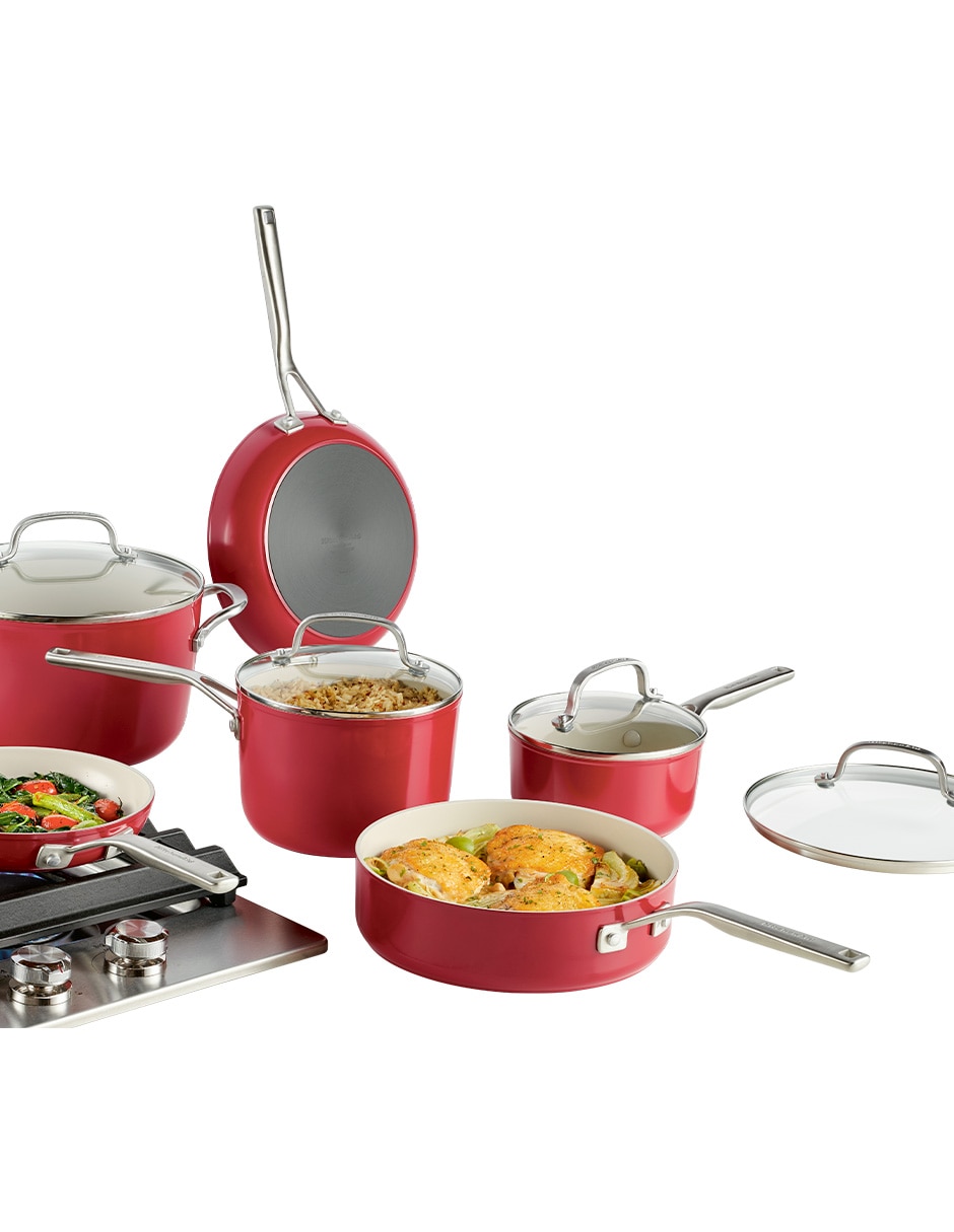 Batería de cocina 84845 de aluminio anodizado antiadherente cerámica 10 piezas 6