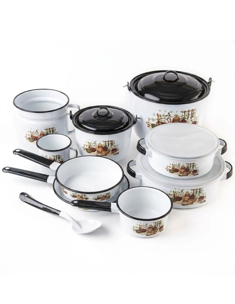 Batería de cocina 323902 de acero vitrificado 9 piezas Batería de cocina 323902 de acero vitrificado 9 piezas