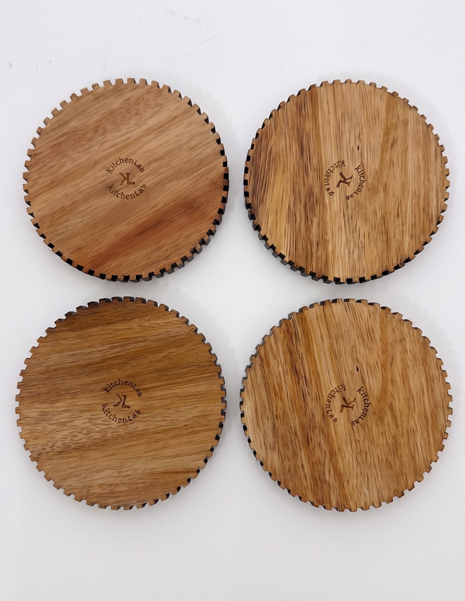 Set de portavasos Legan de madera 4 piezas Set de portavasos Legan de madera 4 piezas