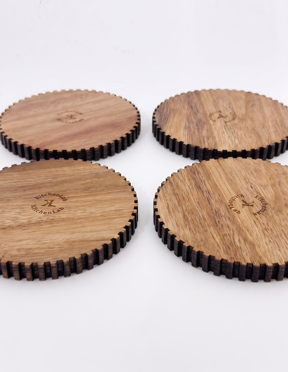 Set de portavasos Legan de madera 4 piezas 2