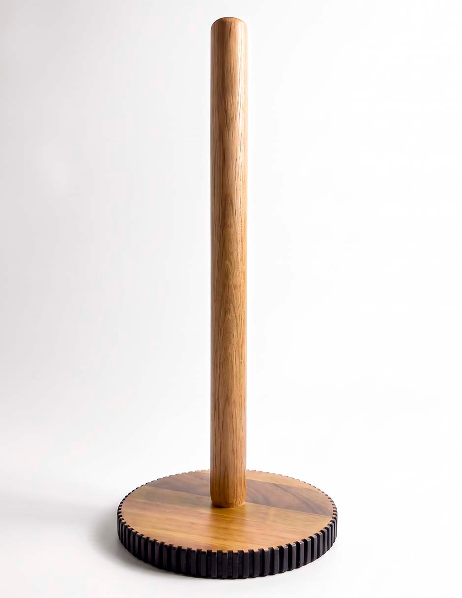 Portarrollos de madera acacia 1 rollo 4