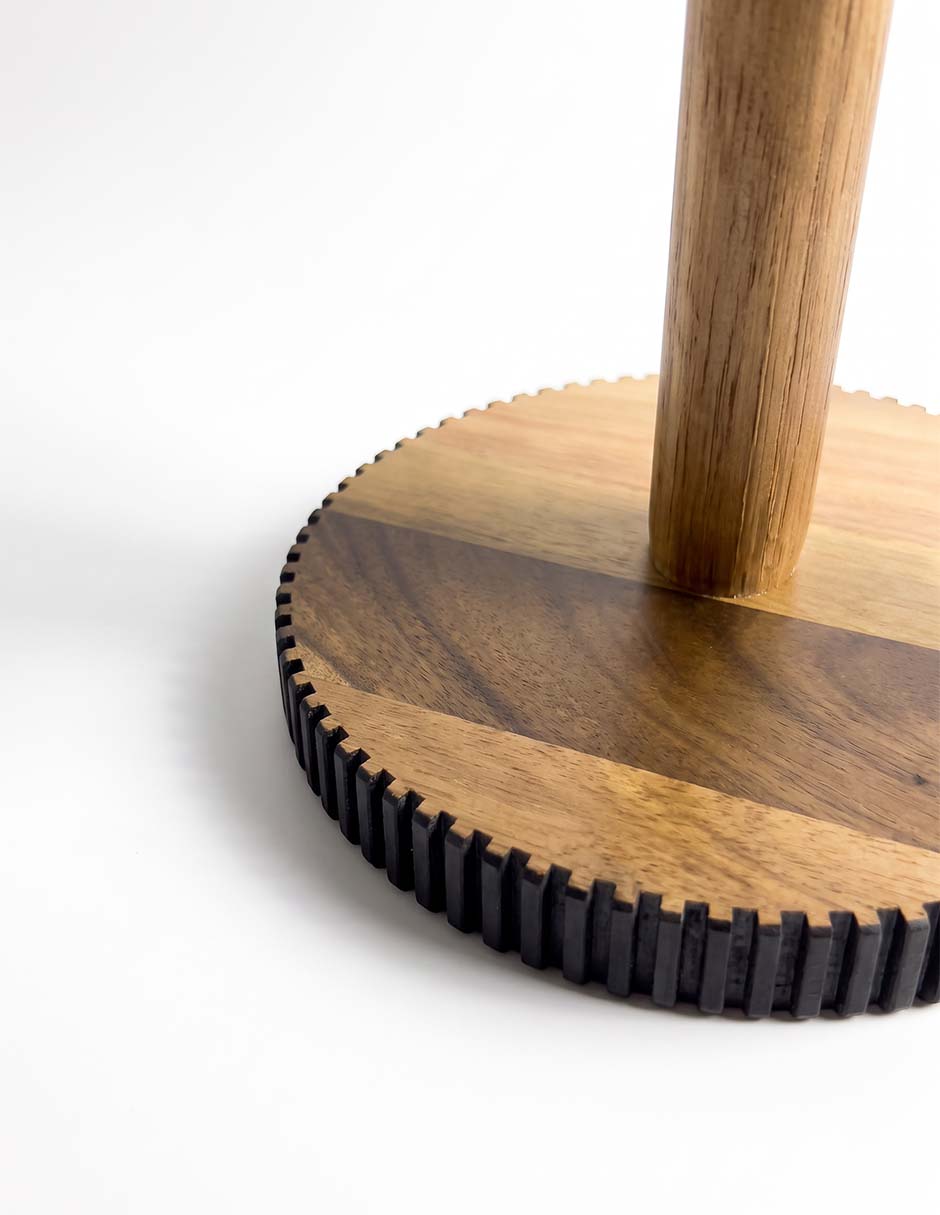 Portarrollos de madera acacia 1 rollo 3