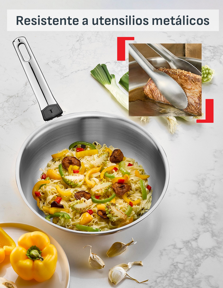 Sartén Wok Emotion de acero inoxidable 4