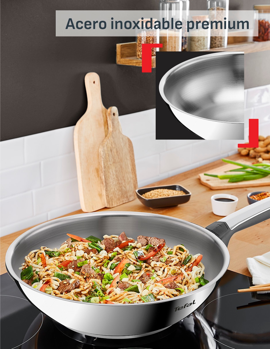 Sartén Wok Emotion de acero inoxidable