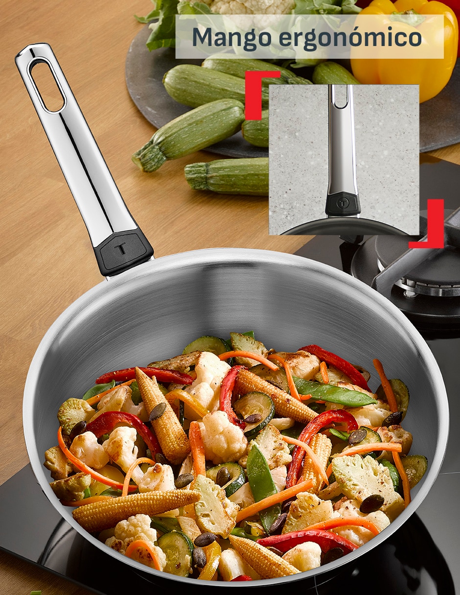 Sartén Wok Emotion de acero inoxidable 7