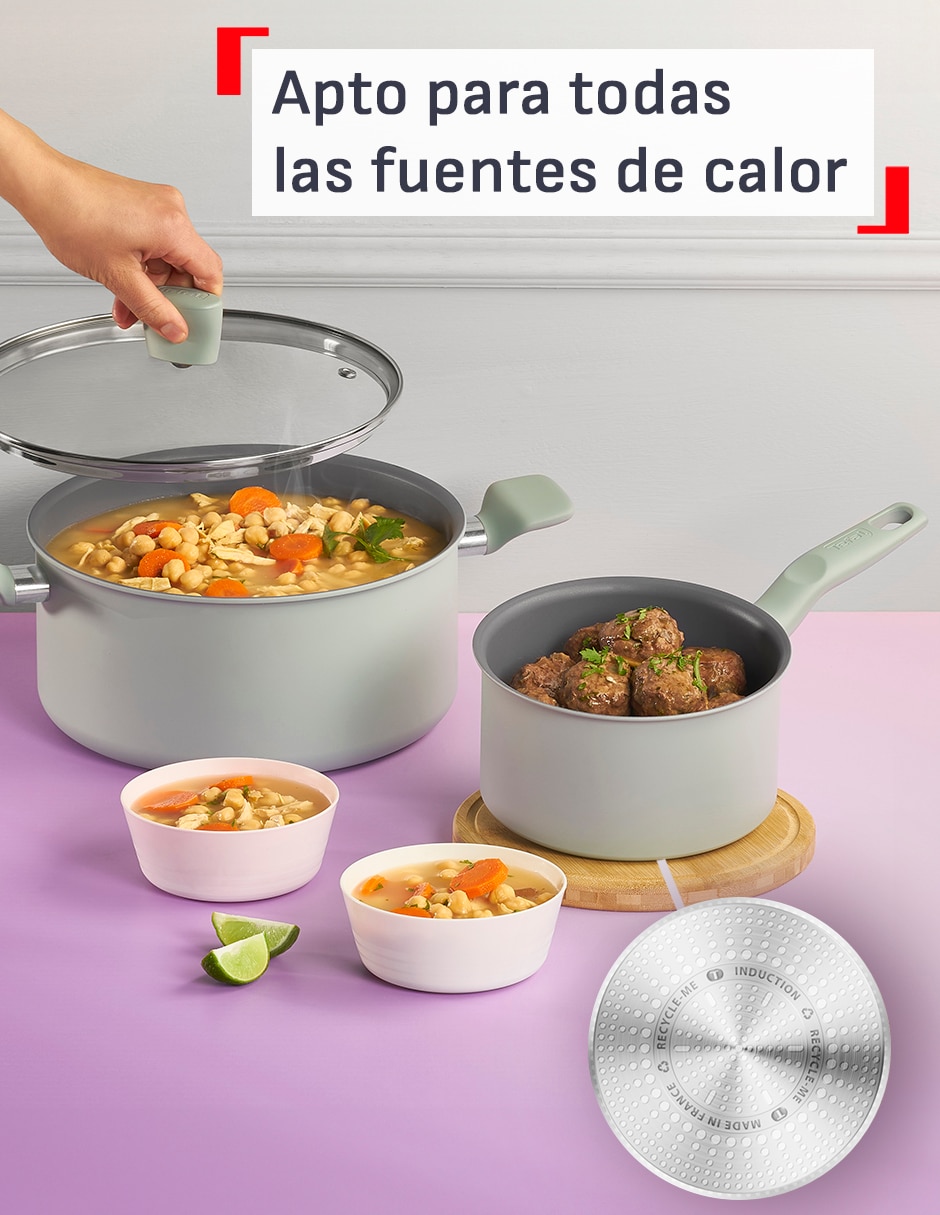 Batería de cocina G0169282 de aluminio antiadherente titanio 6 piezas 8