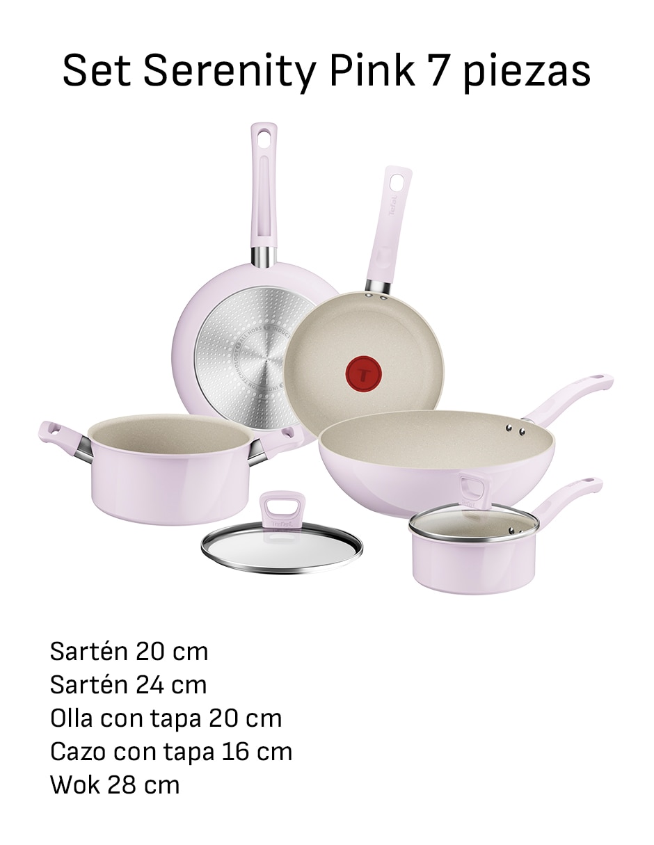 Batería de cocina t-fal g861s745 de aluminio antiadherente minerales naturales 7 piezas 6