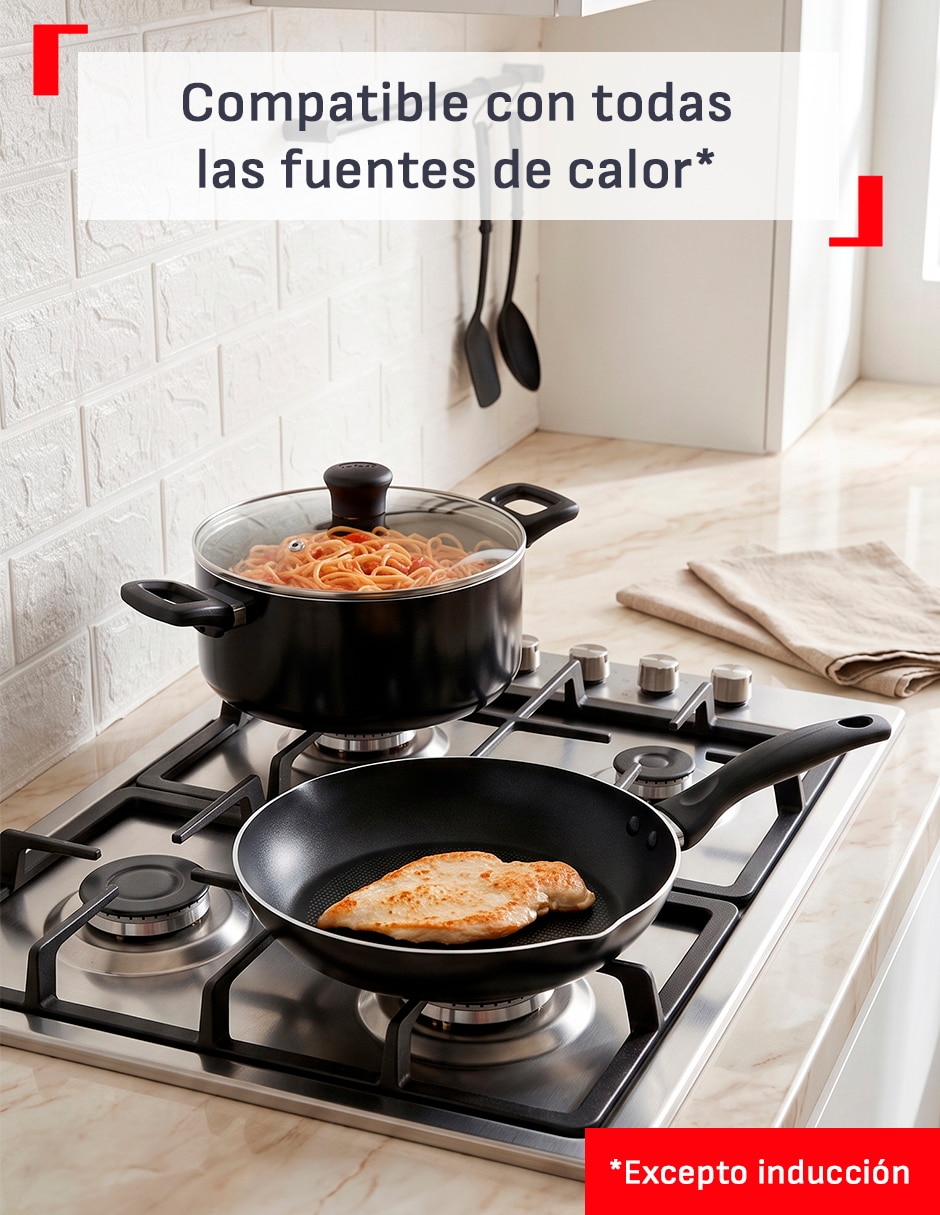 Batería de cocina supercook de aluminio antiadherente titanio 22 piezas 5