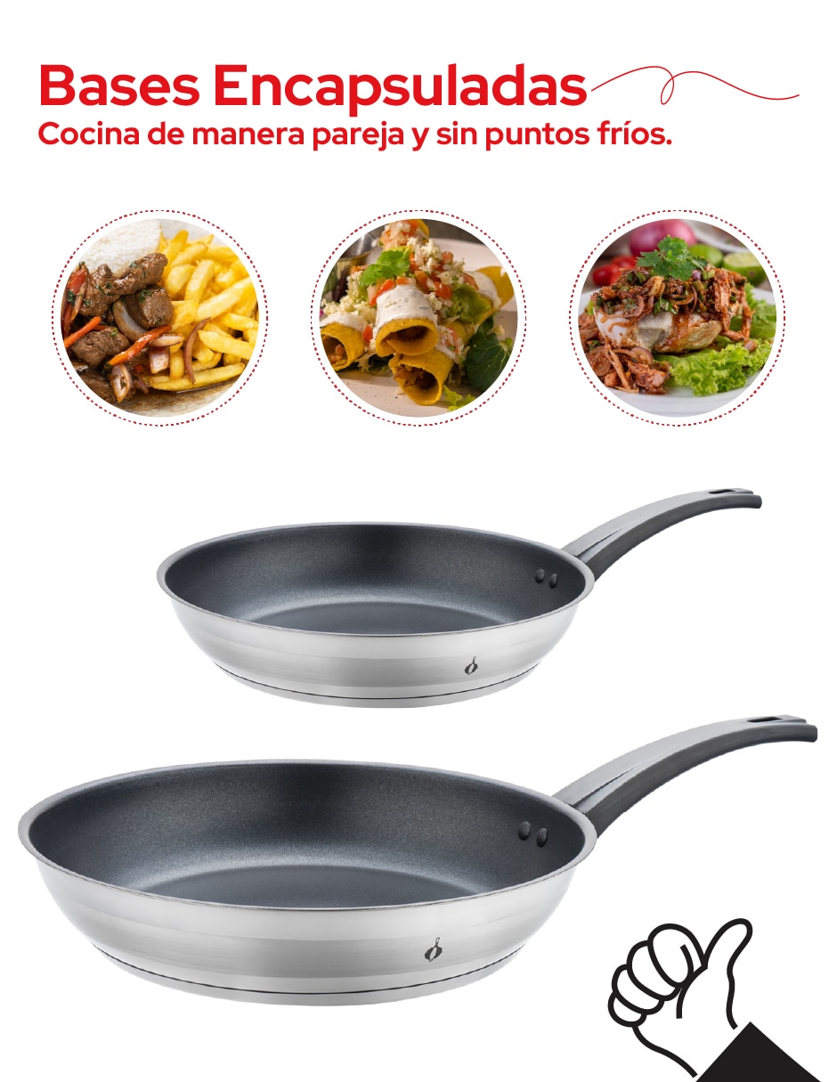 Set de sartenes de acero inoxidable 2 piezas 5