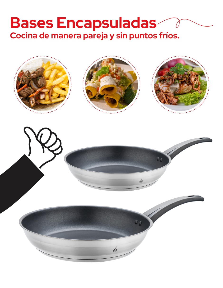 Set de sartenes de acero inoxidable 2 piezas 2