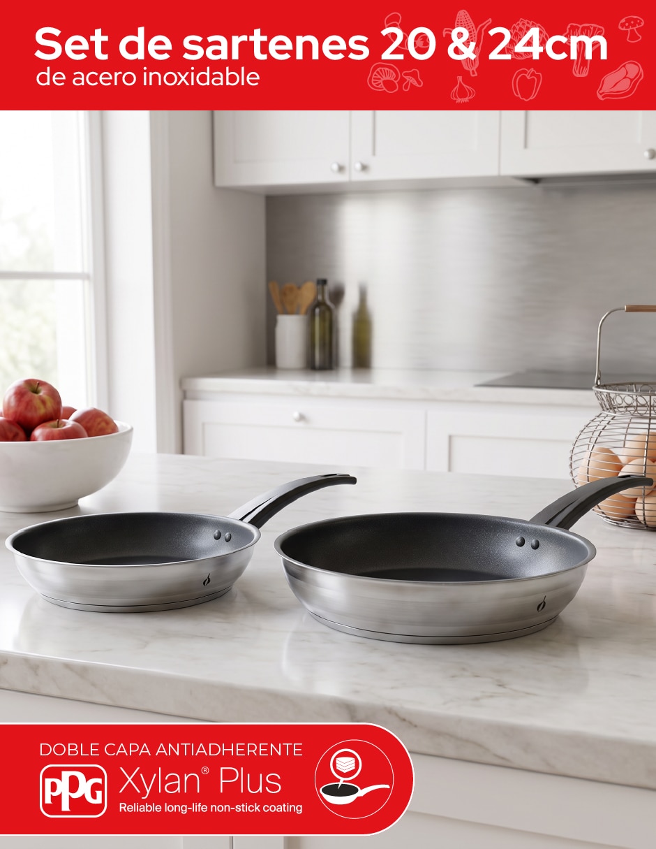Set de sartenes de acero inoxidable 2 piezas 6