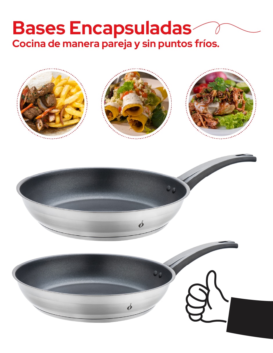 Set de sartenes de acero inoxidable 2 piezas