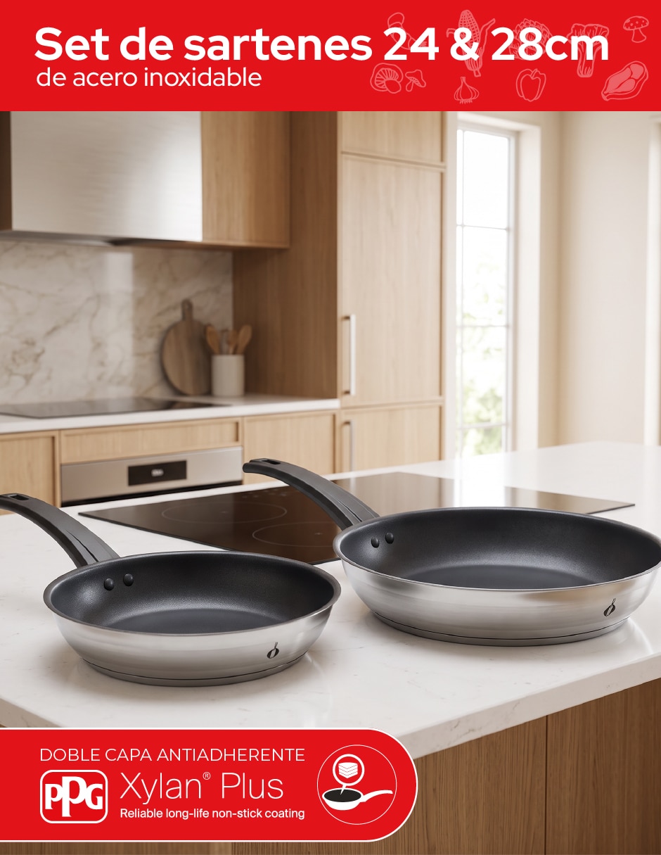 Set de sartenes de acero inoxidable 2 piezas 6