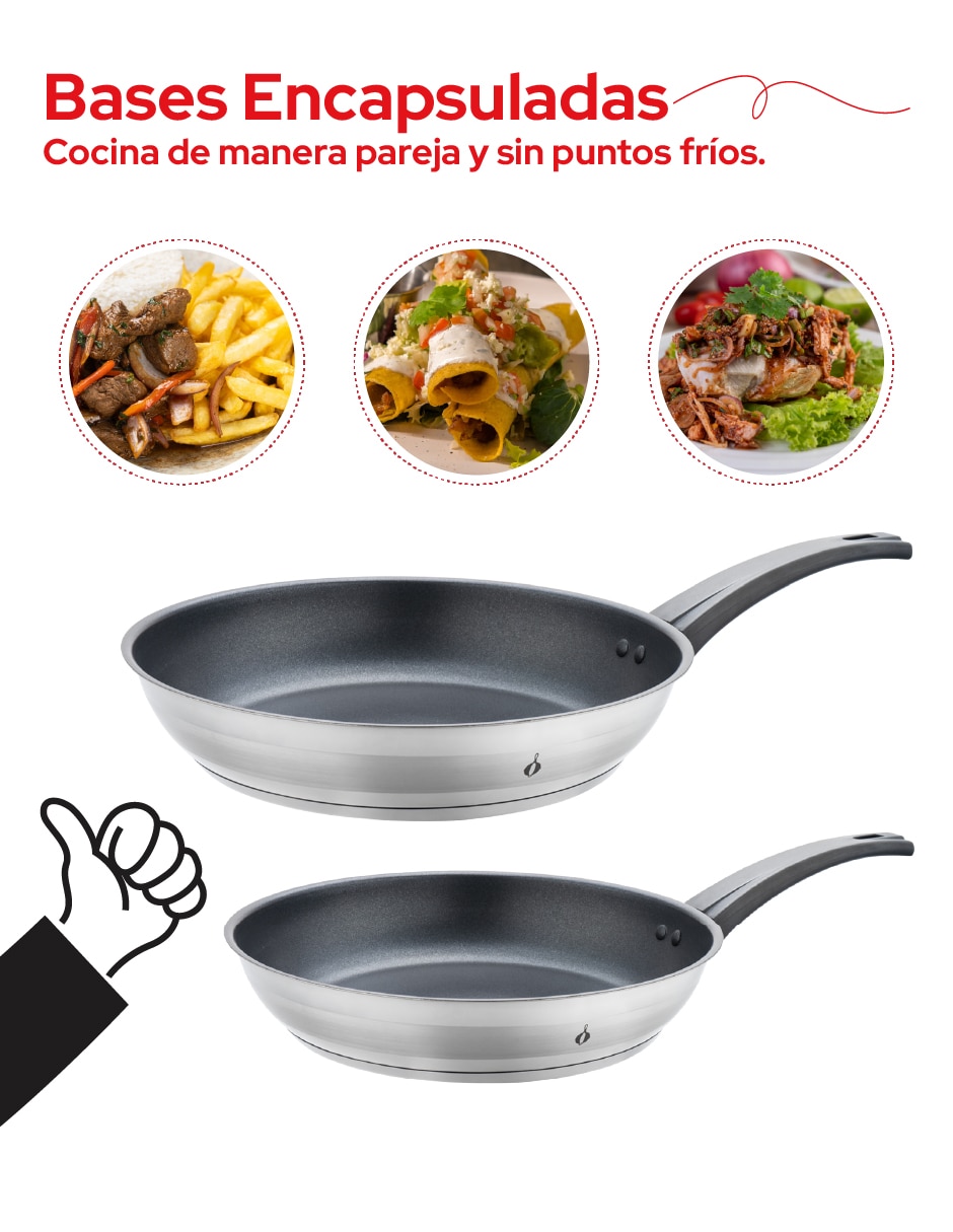 Set de sartenes de acero inoxidable 2 piezas 2