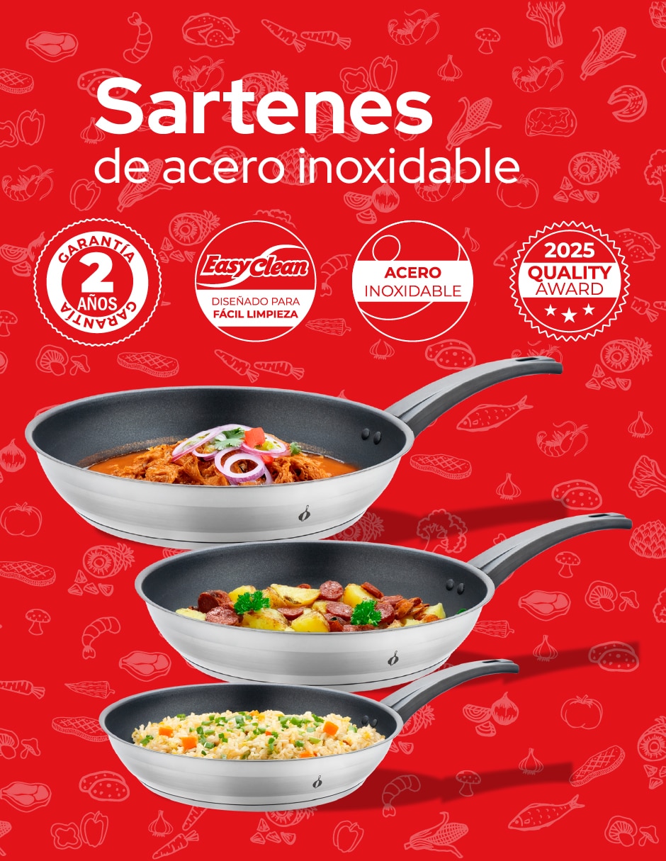 Set de sartenes de acero inoxidable 3 piezas 5