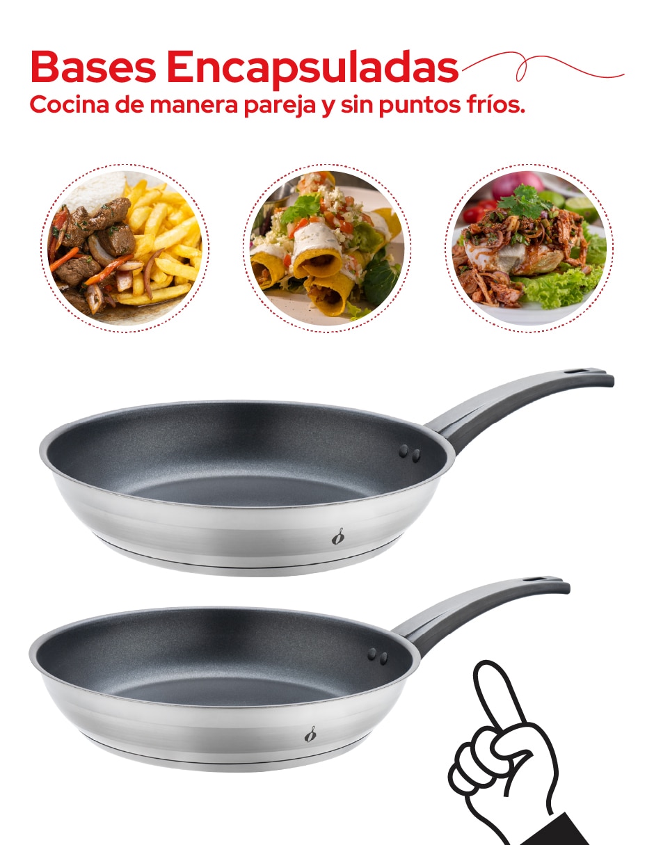 Set de sartenes de acero inoxidable 3 piezas 2