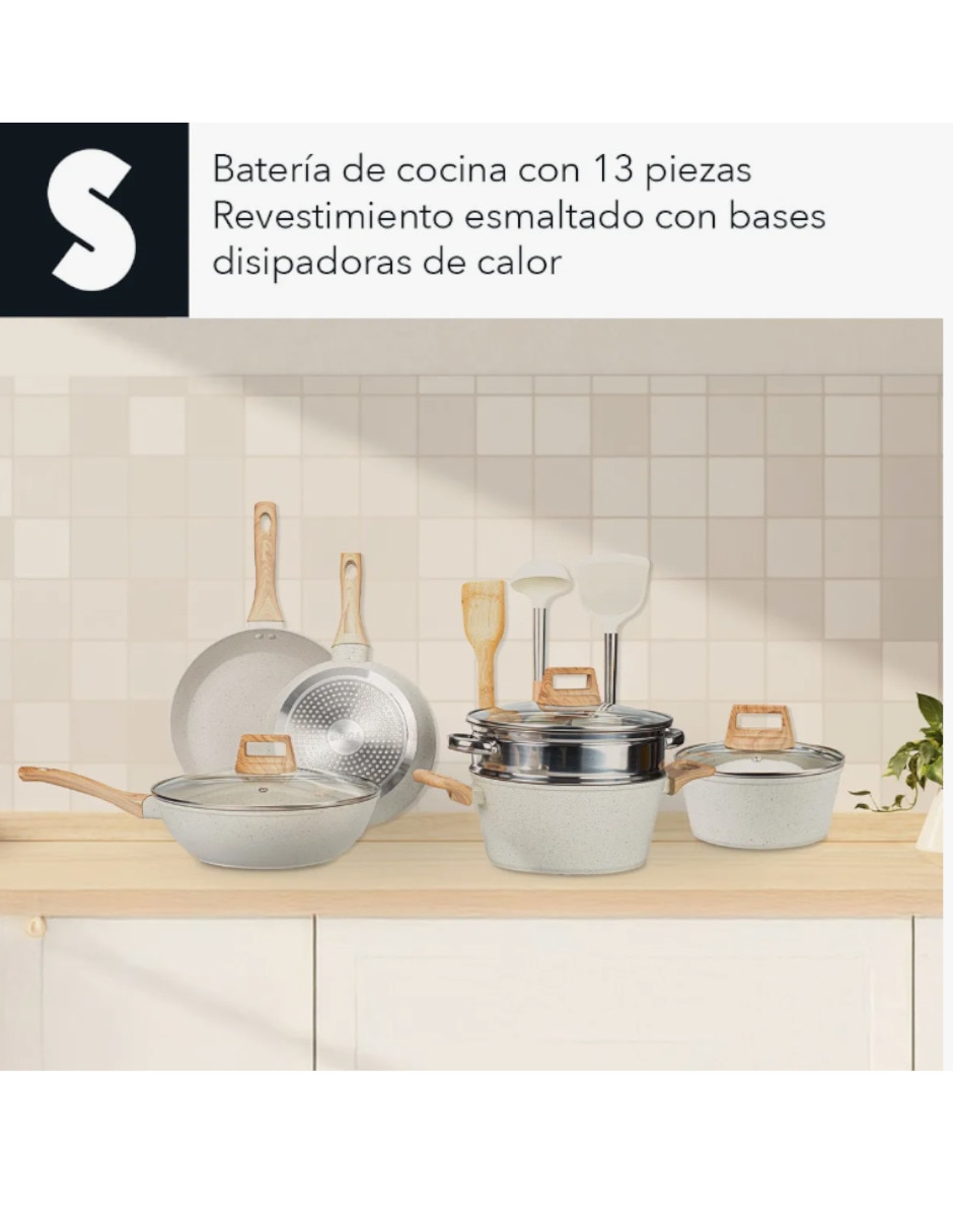 Batería de cocina de acero inoxidable antiadherente convencional 13 piezas 4