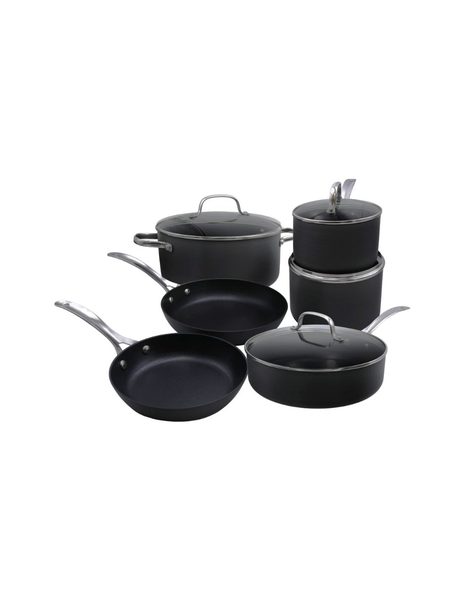 Batería de cocina de aluminio anodizado antiadherente 10 piezas