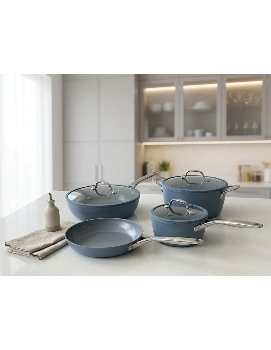 Batería de cocina oasis de aluminio forjado antiadherente sin pfoa de 7 piezas 2