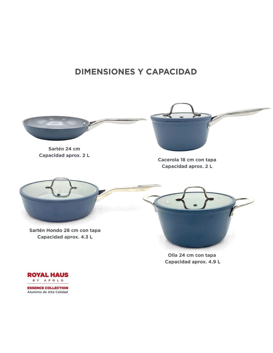 Batería de cocina oasis de aluminio forjado antiadherente sin pfoa de 7 piezas 8
