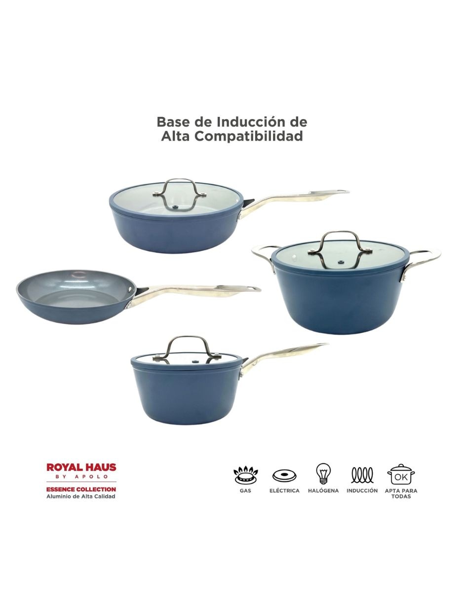 Batería de cocina oasis de aluminio forjado antiadherente sin pfoa de 7 piezas 4